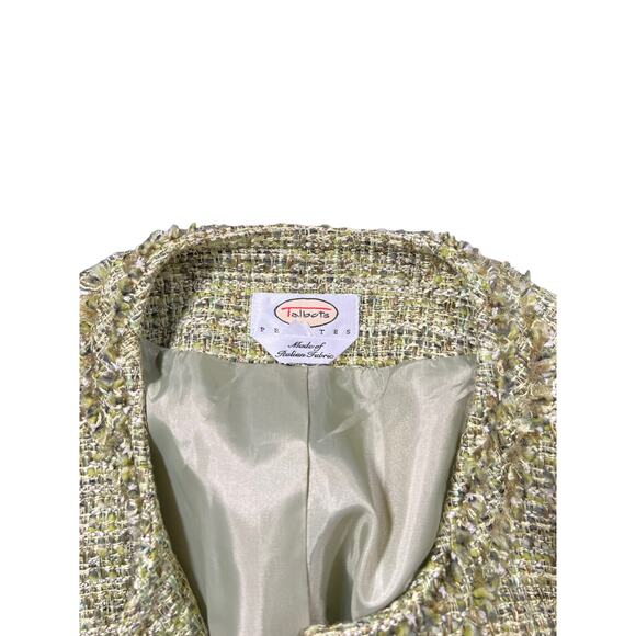Talbots Petites Green Jacket Round Collar w/ No Buttons Made of Italian Fabrics - Picture 4 of 4